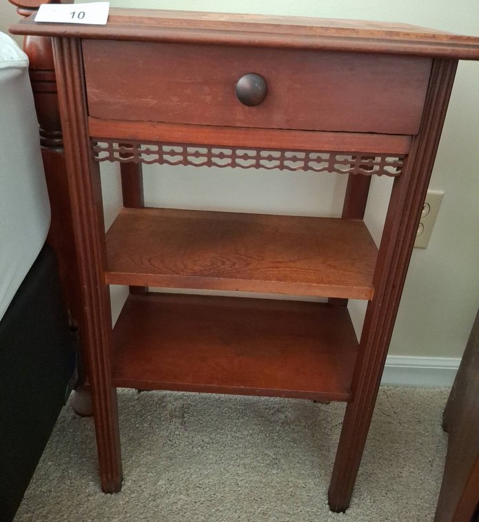 10 - Wood Nightstand with Drawer and Shelves 18x12x28