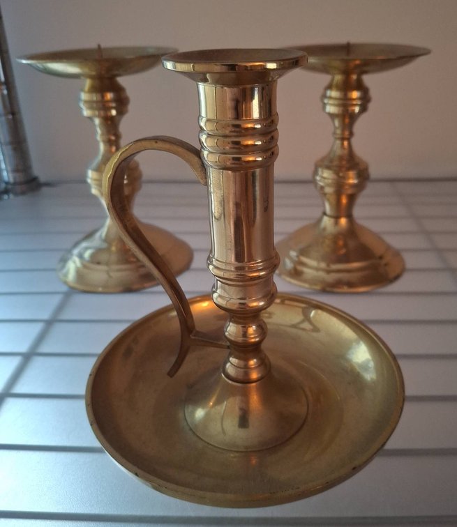 48 - Brass Candle Holders Made in India, Set of 3