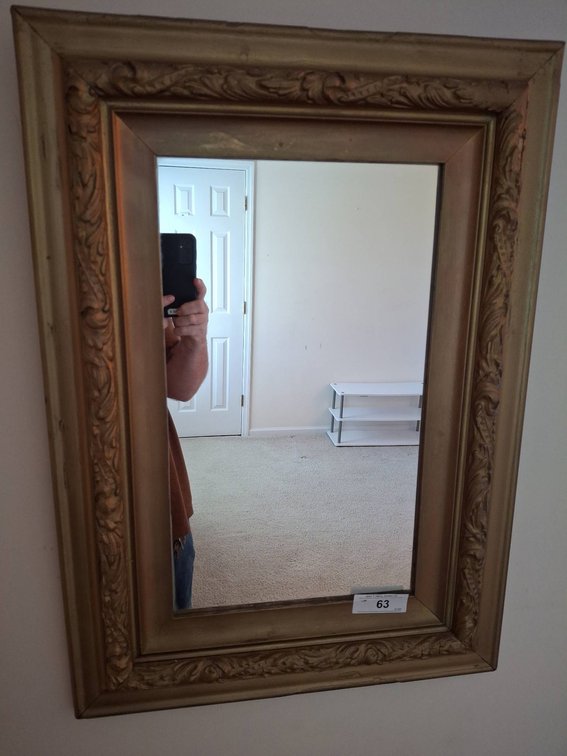 63 - Framed Wall Mirror with Ornate Border 20"×28"