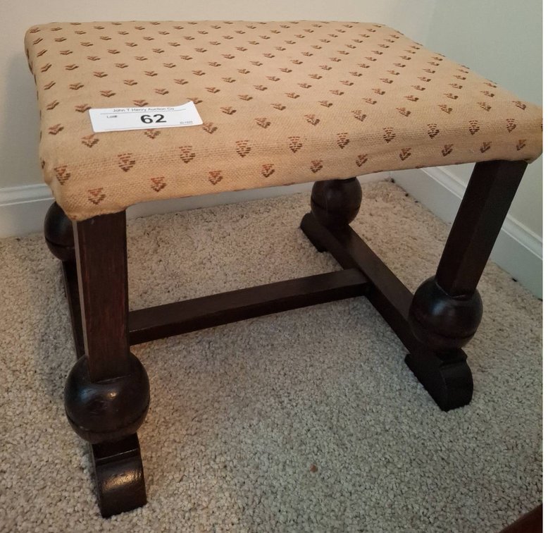 62 - Upholstered Wooden Stool 16"×11"×13"