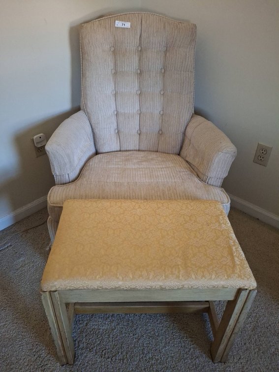71 - Upholstered Armchair and Padded Ottoman Set