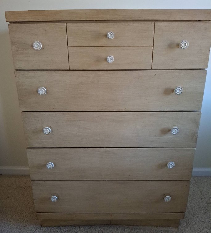 73 - Wooden Chest of Drawers with White Knobs 32x19x44