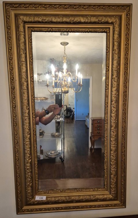 135 - Gold Ornate Wall Mirror with 30x51 Mirror Only