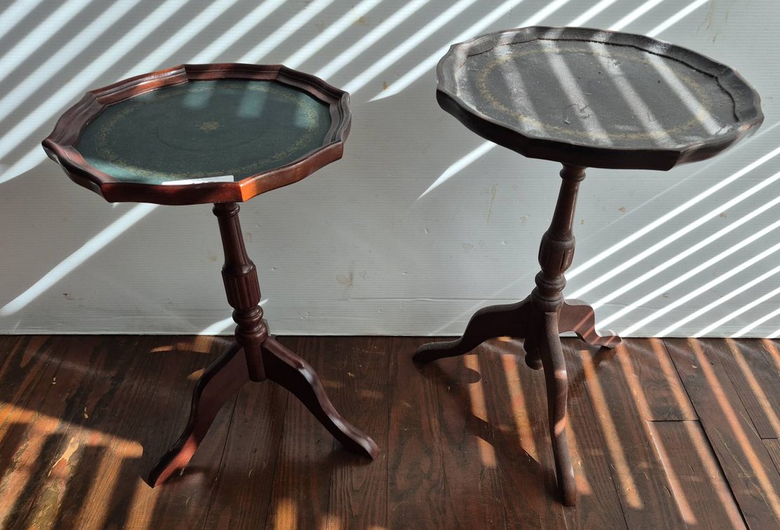 145 - Wood Tripod Pedestal Tables, 15x21 Tallest