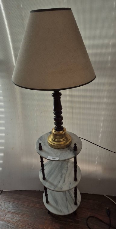 146 - Table Lamp With Marble Shelves 13x28 Inches