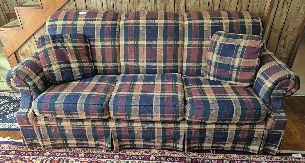 153 - Broyhill Plaid Sofa and Loveseat Set