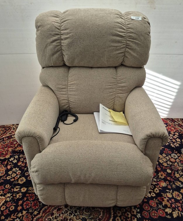 154 - La-Z-Boy Electric Lift Recliner Chair Beige