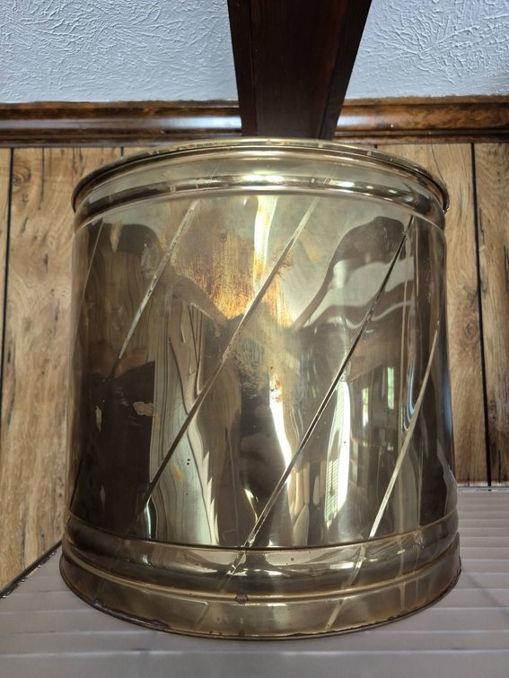 156 - Large Gold-Tone Metal Wastebasket or Bin