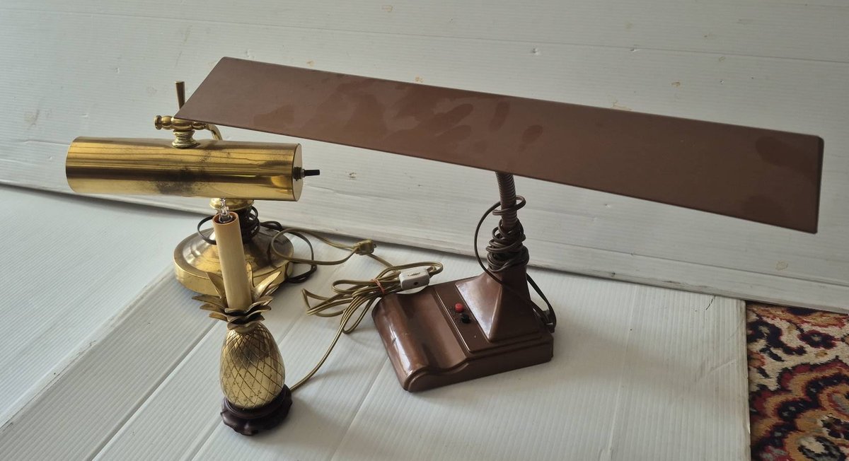 171 - Desk Lamps Including Brass and Pineapple