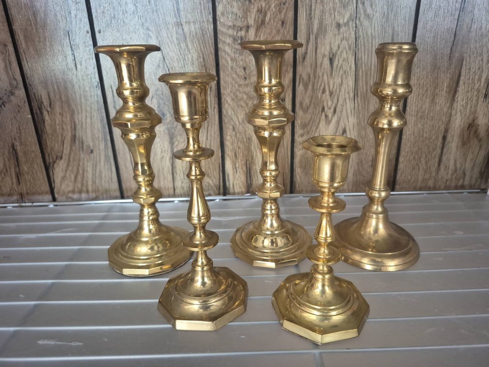 182 - Brass Candlestick Holders, Set of 6