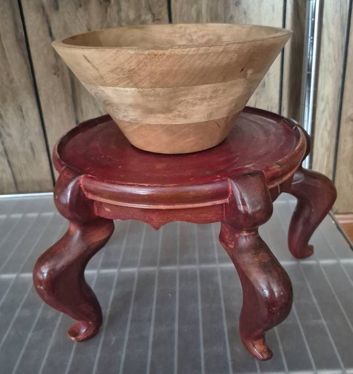 203 - Wooden Bowl and Tripod Stand