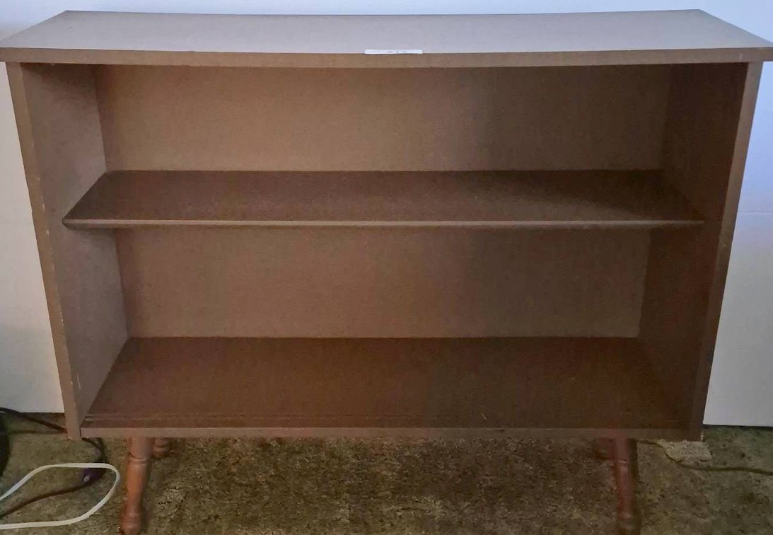 212 - Wooden Two-Shelf Bookcase with Legs, 36x10x30