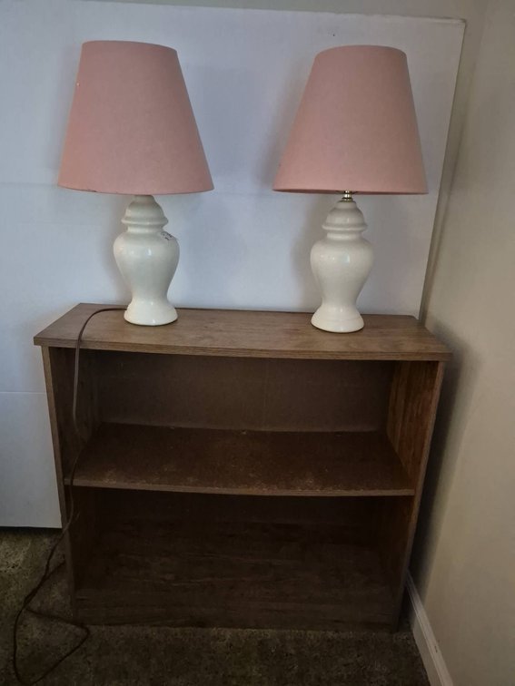217 - White Table Lamps with Pink Shades