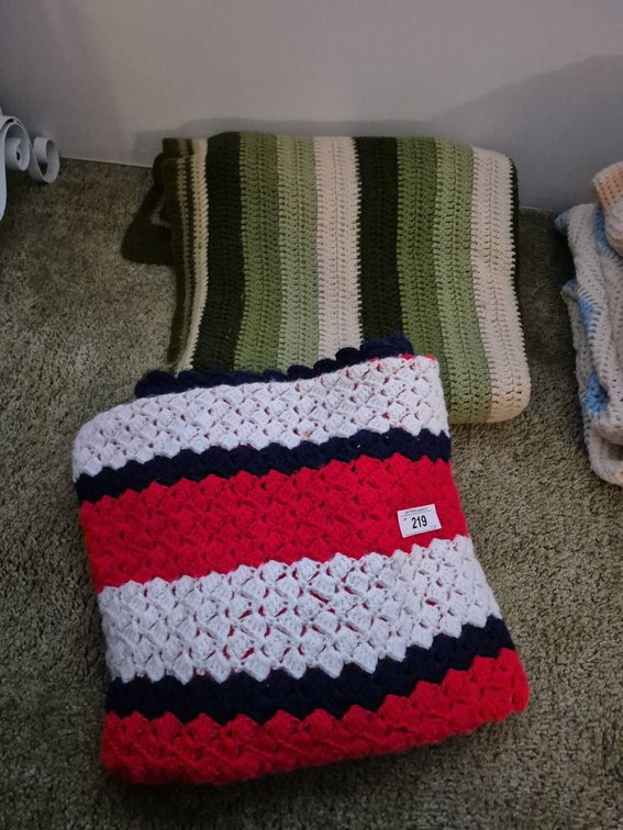 219 - Two Handmade Crochet Afghans, Assorted Colors