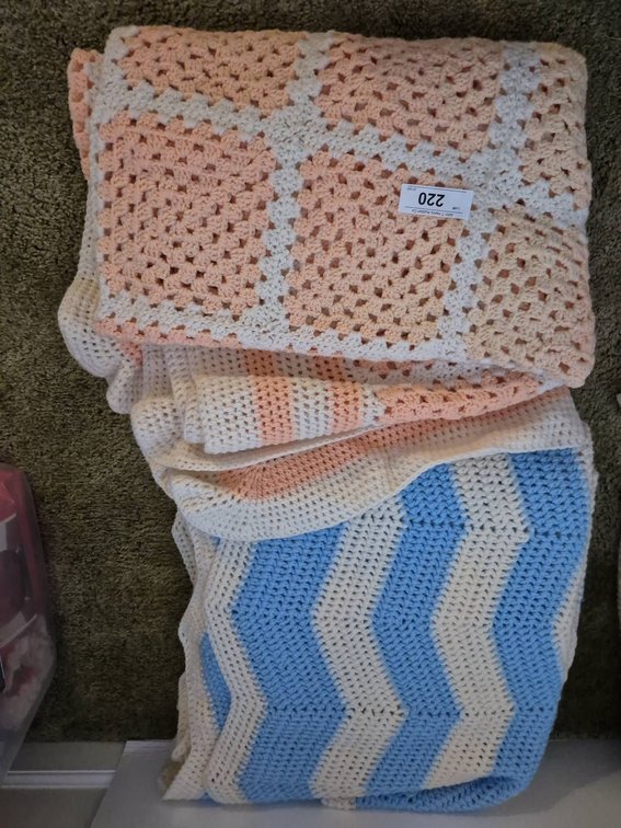 220 - Two Handmade Crochet Blankets, Pastel Colors