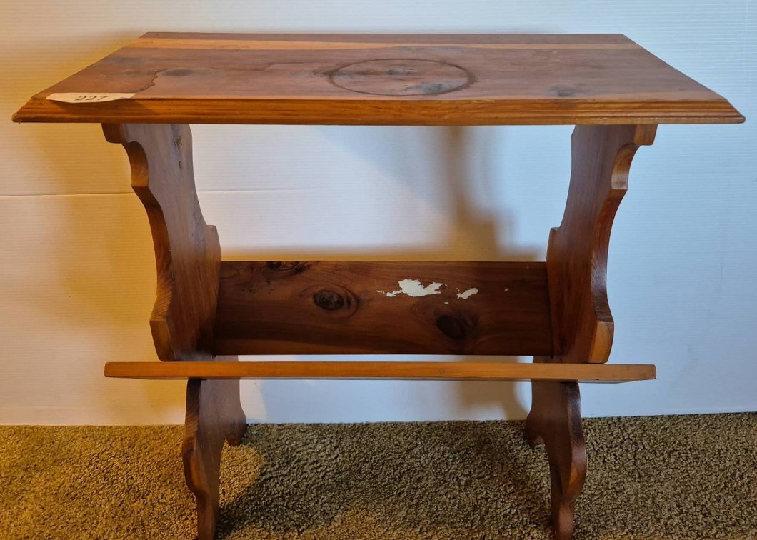 227 - Wooden Side Table With Magazine Rack 23x11x24
