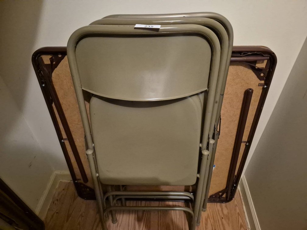 235 - Folding Table With 3 Metal Folding Chairs