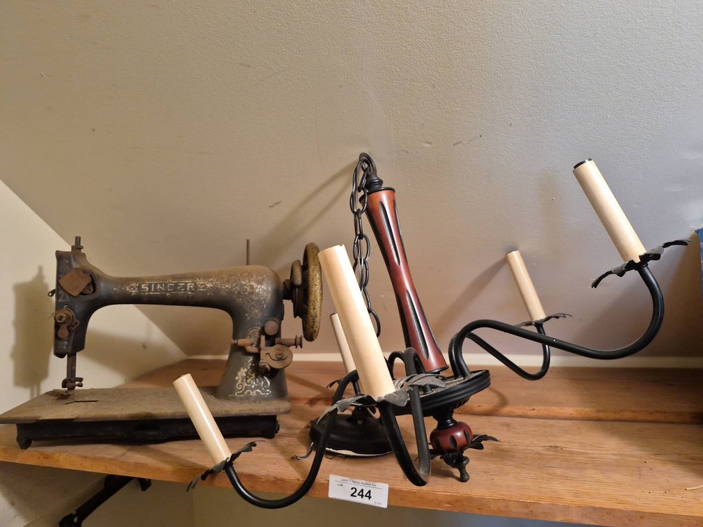 244 - Singer Sewing Machine And 4-Arm Chandelier