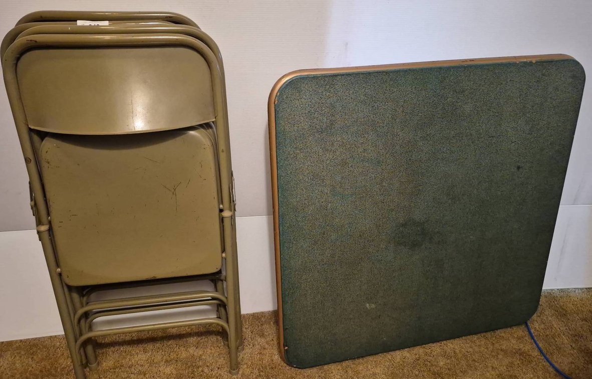 249 - Folding Table and 4 Metal Folding Chairs Set