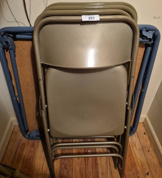 251 - Four Metal Folding Chairs and Card Table Set