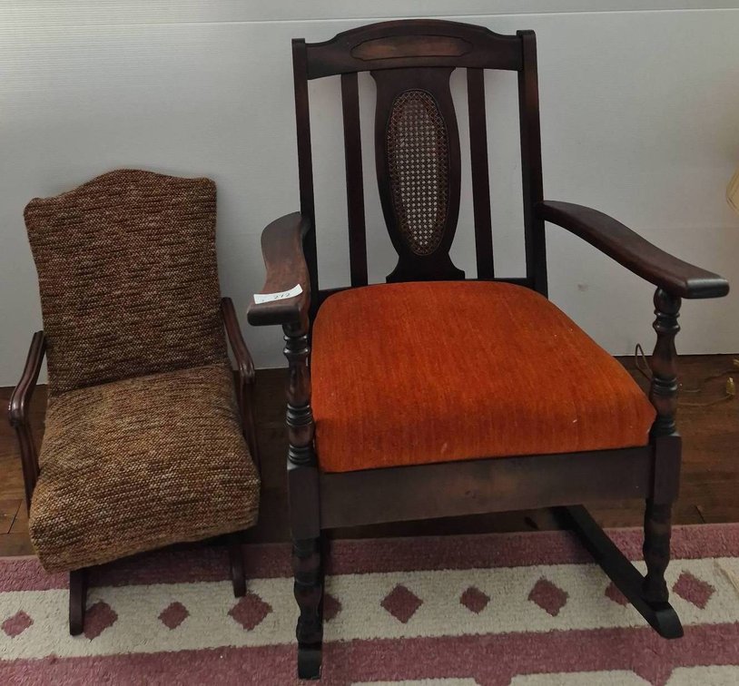 272 - Rocking Chairs, Brown and Orange Upholstery