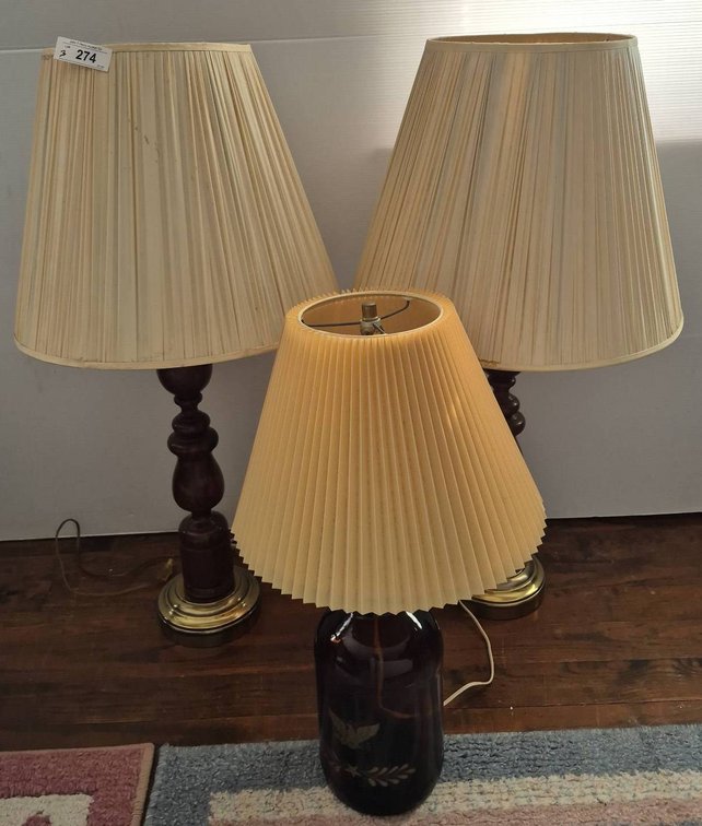 274 - 3 Table Lamps with Shades, 36" Tall