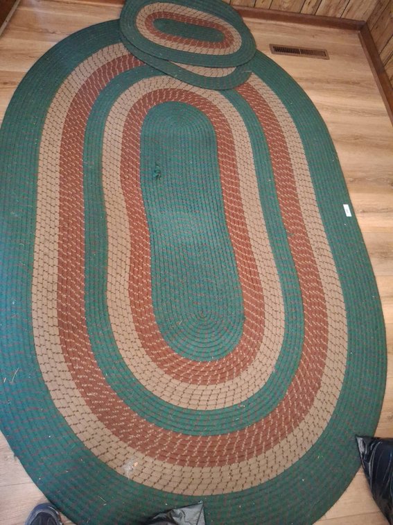 291 - Braided Oval Rugs, Green/Tan, Two Sizes, 3 Pieces