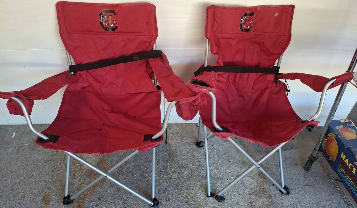 302 - Pair South Carolina Gamecocks Folding Chairs Damaged