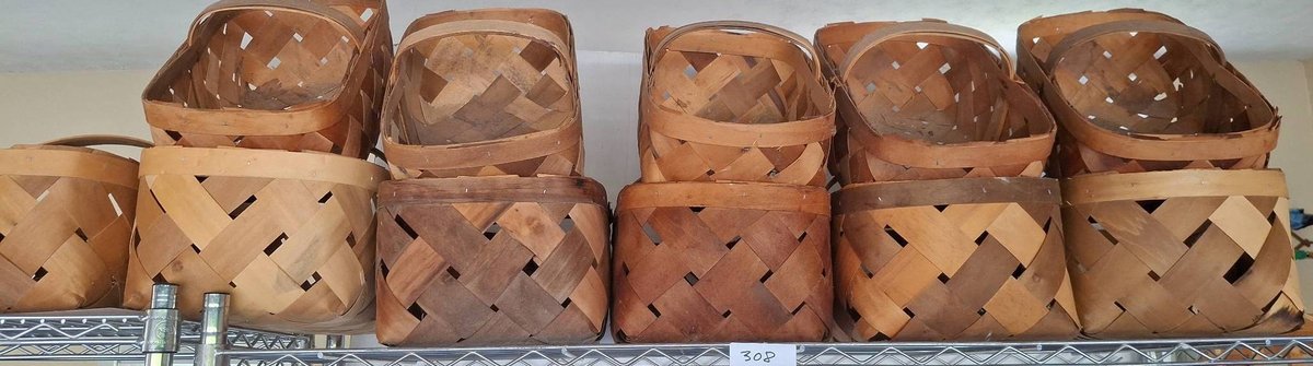 308 - Woven Wood Baskets with Handles