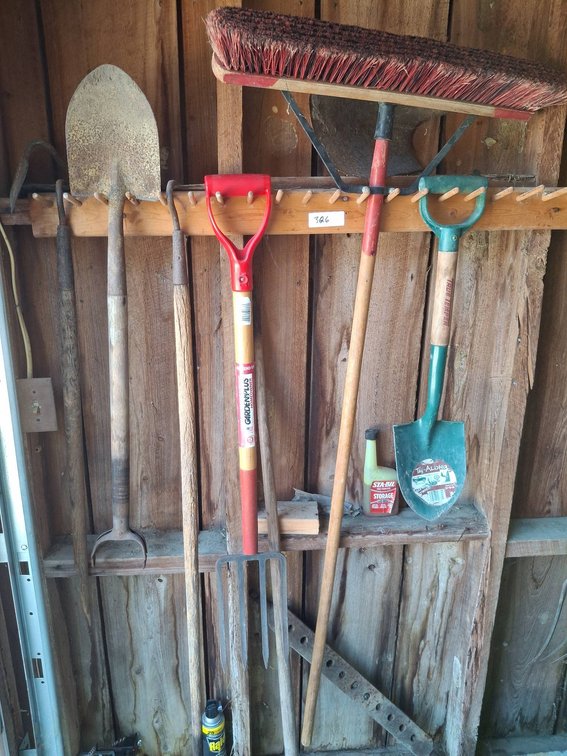 326 - Garden Tools and Push Broom Lot