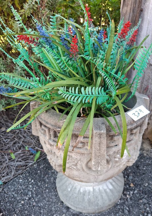 329 - Concrete Planters with Faux Plants