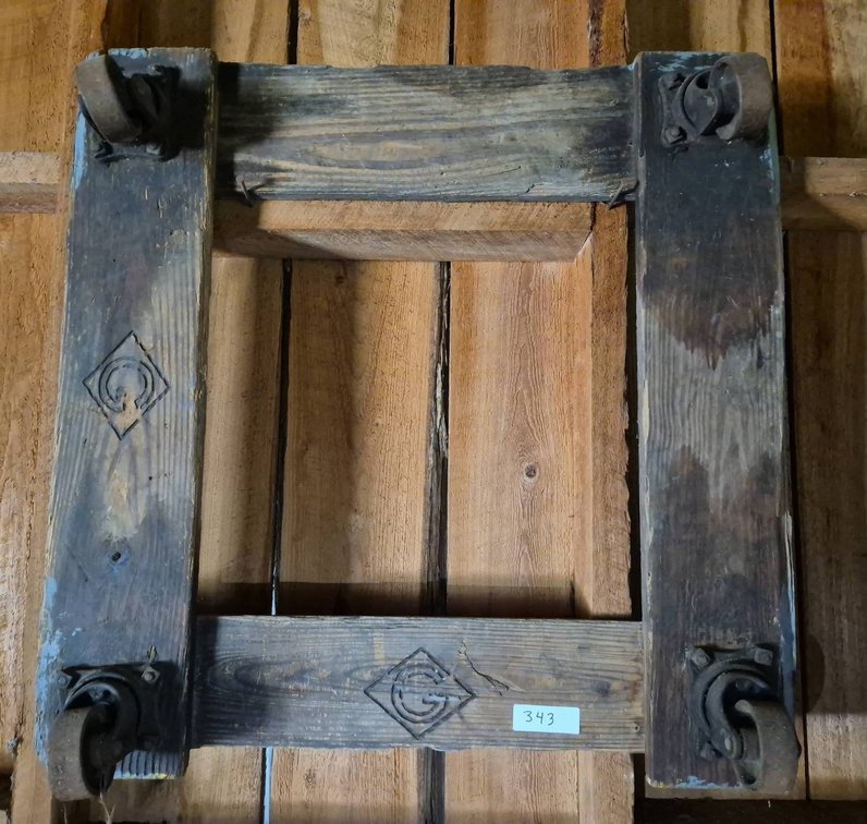 343 - Wooden Industrial Dolly Frame with Casters 30x30