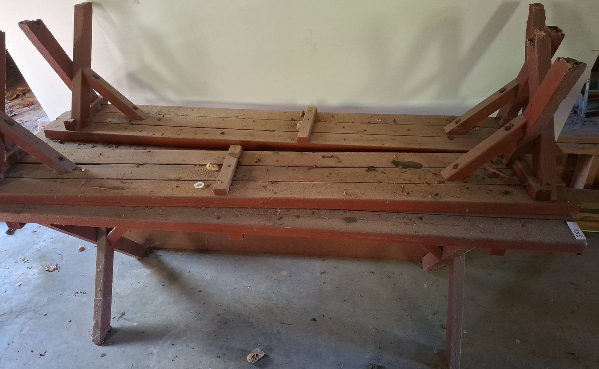 356 - Wood Picnic Table With Benches