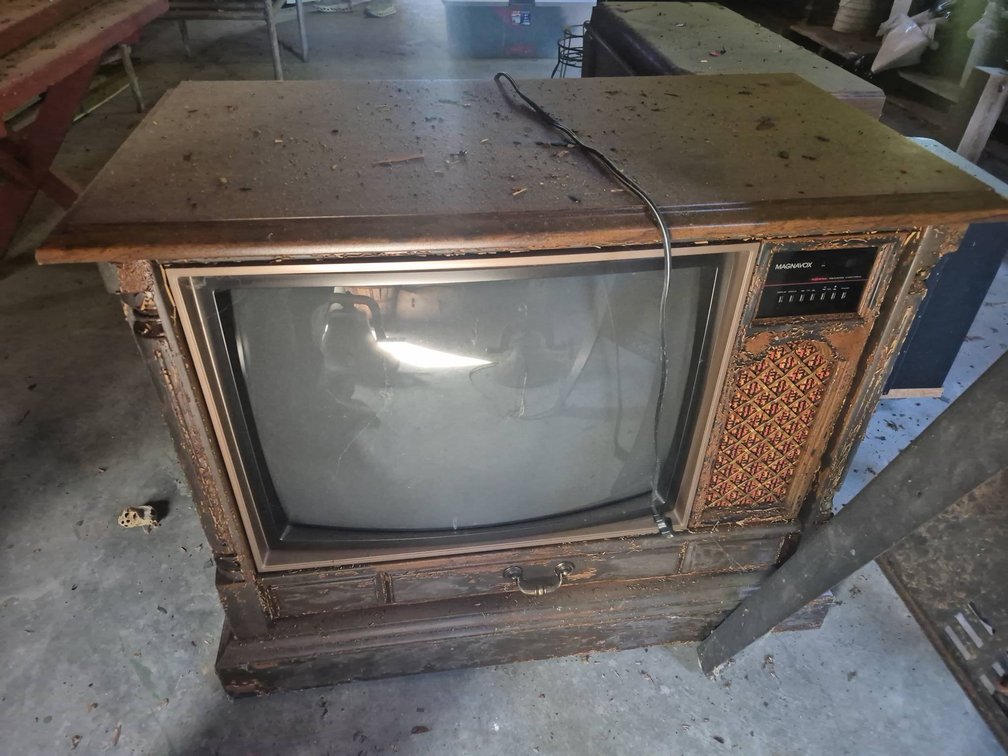 361 - Wooden Cedar Chest, Metal Plant Stands, TV, Shelf