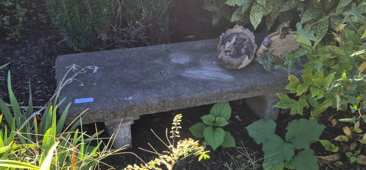 364 - 48in Concrete Garden Bench With Decorative Figures