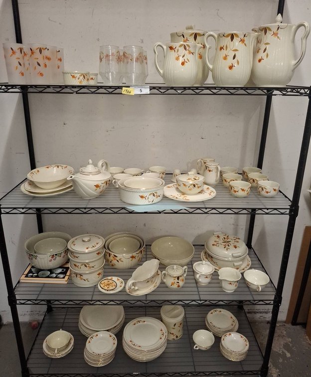 Hall's Superior Dish Set with Glassware, Floral ..rack not included