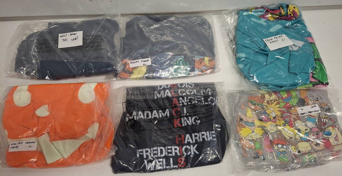 6 Graphic Shirts Assorted Themes & Sizes