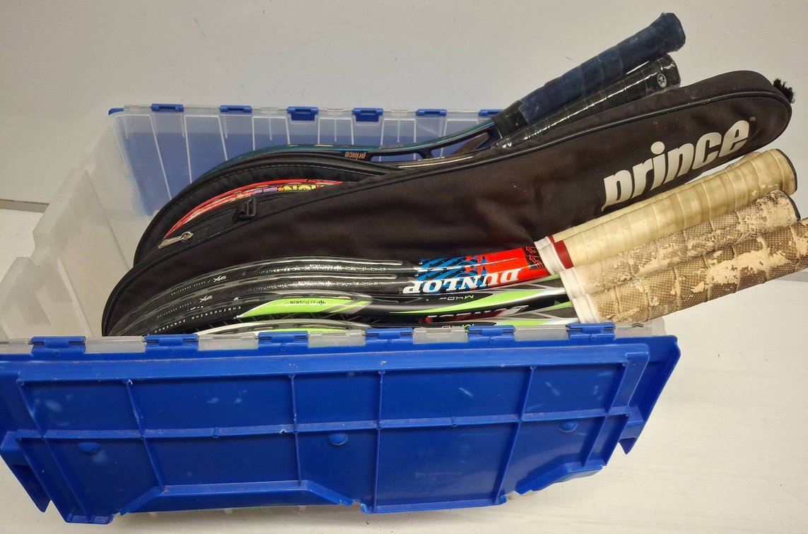 Tennis Racquets And Walking Stick Lot