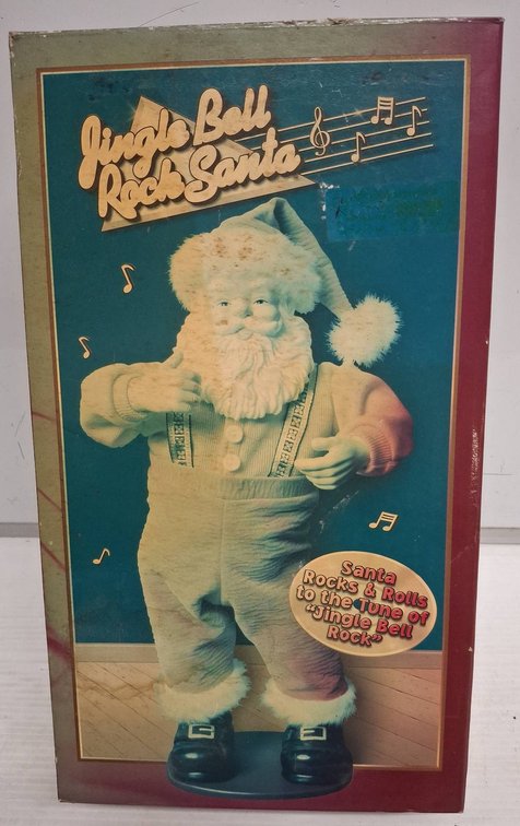 Jingle Bell Rock Santa Animated Figure in Box
