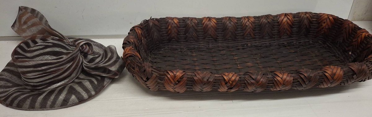 Woven Basket 37x17x5 In. & Zebra Print Hat