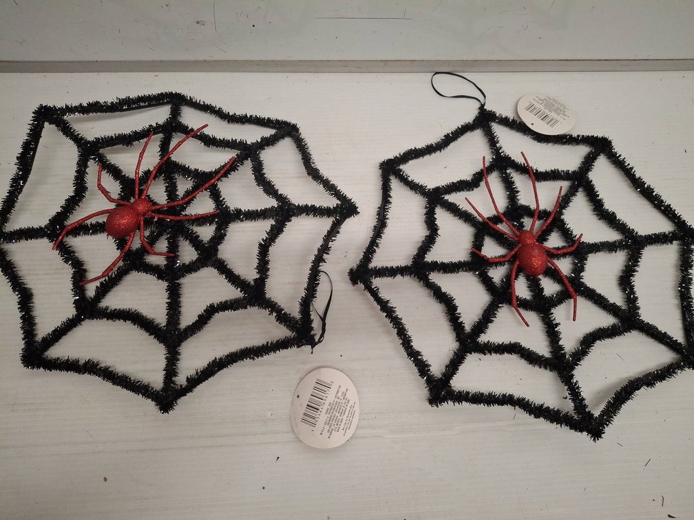 2 Tinsel Spider Decorations