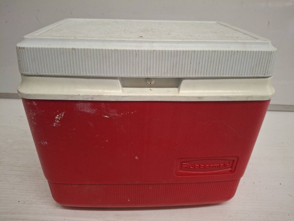 Rubbermaid Red and White Plastic Cooler