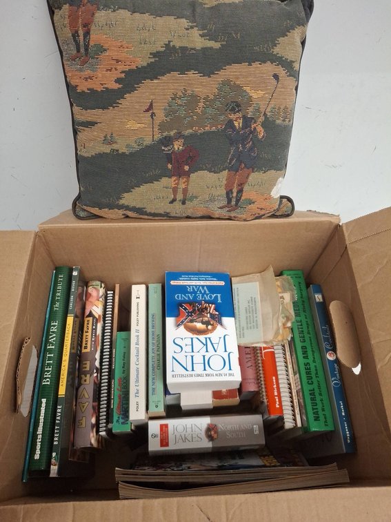 Books and Golf-Themed Throw Pillow