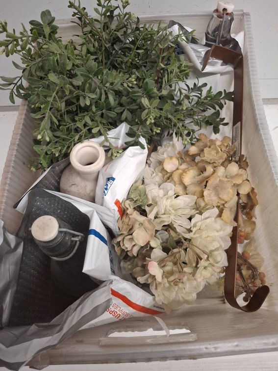 Decorative Vase, Bottles, Faux Florals Lot