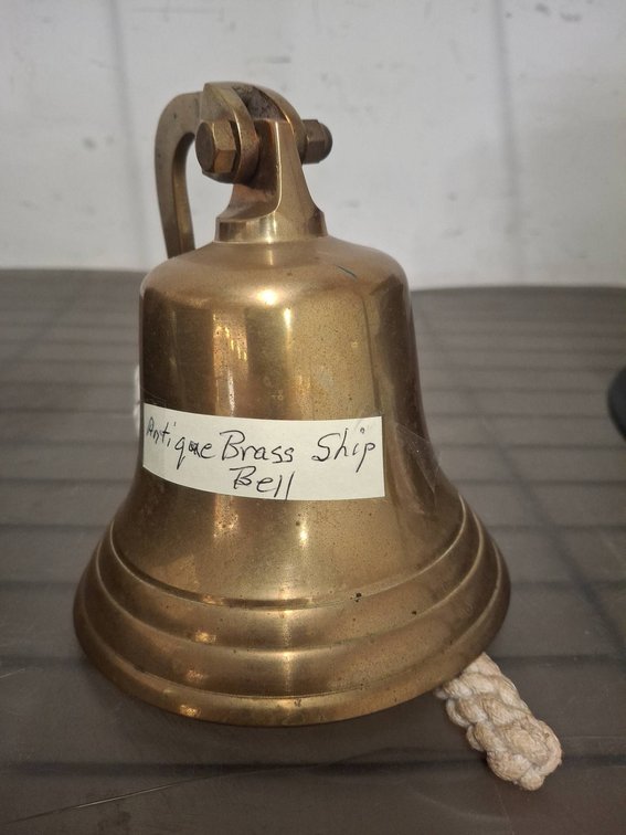 Brass Ship Bell with Rope Pull