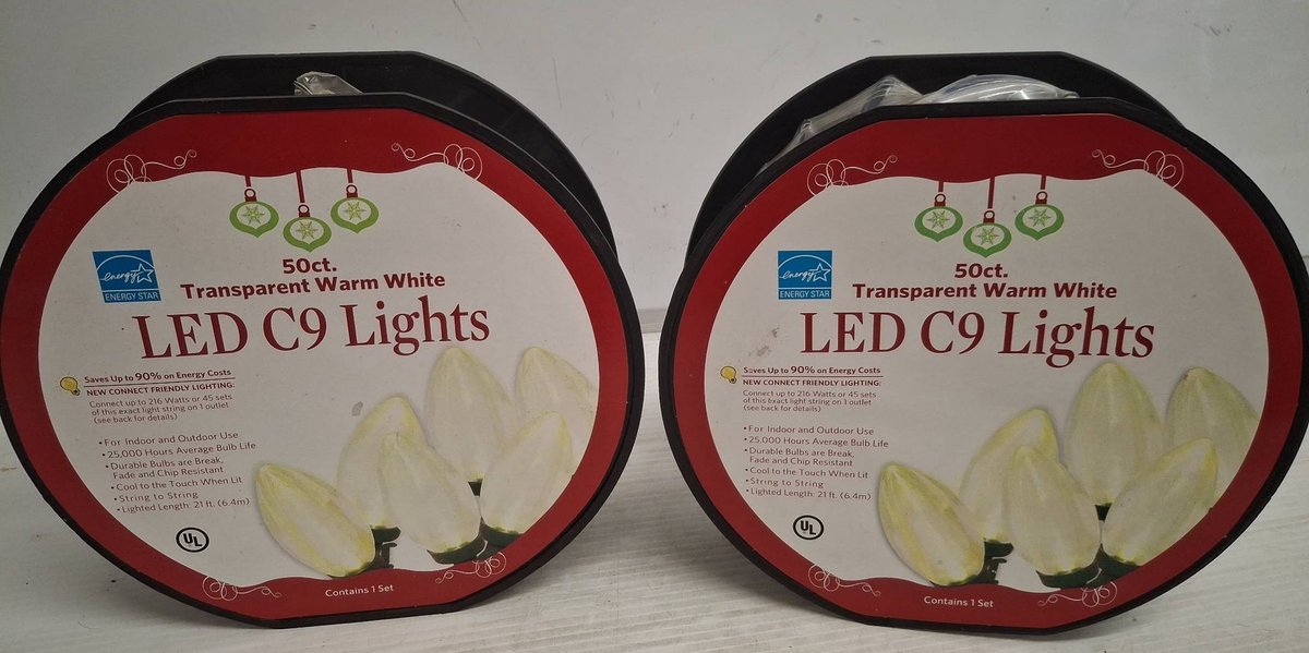 2 Boxes LED C9 Transparent Warm White Lights