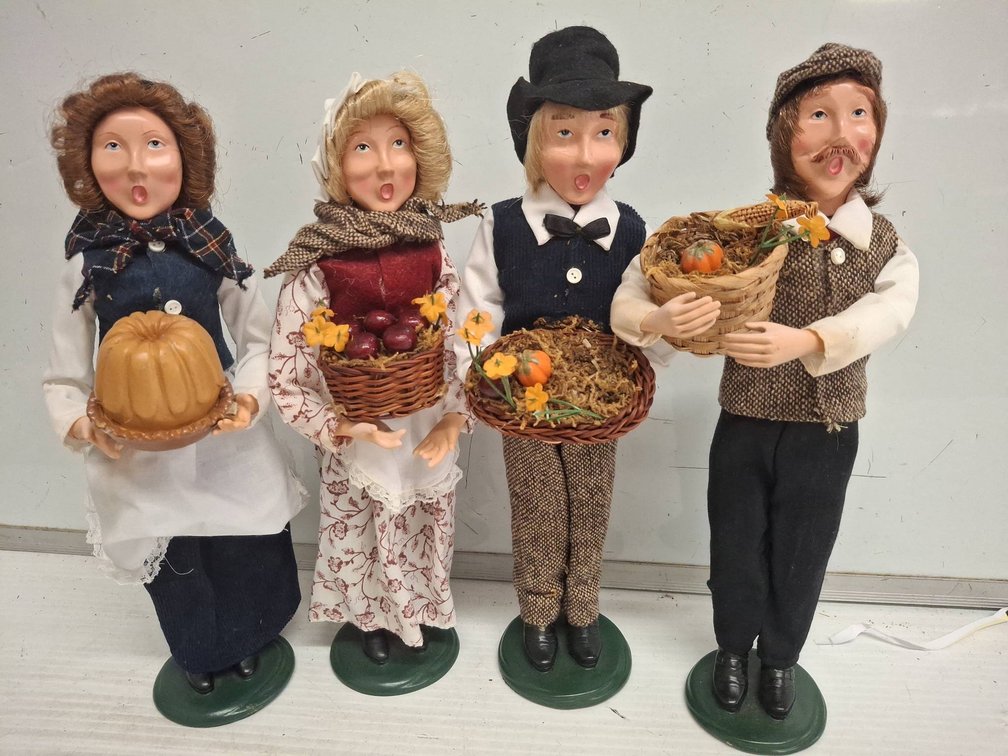 4 12" Standing Harvest-Themed Caroler Figures