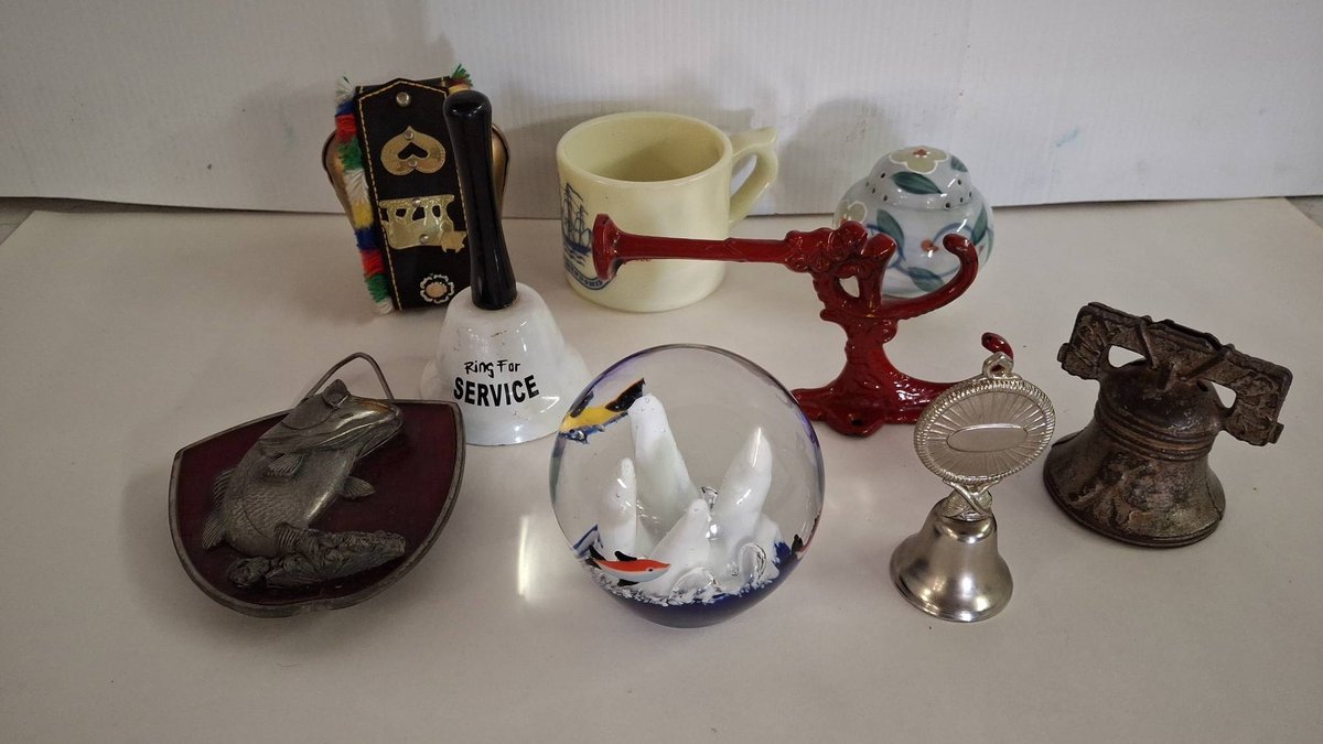 Bells, Mug, Figurines, and Decor Lot