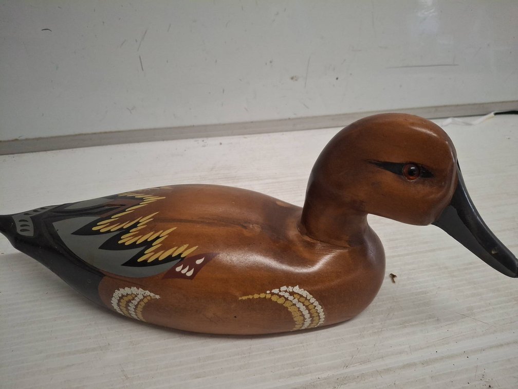 Hand-Painted Wooden Duck Decoy Figure
