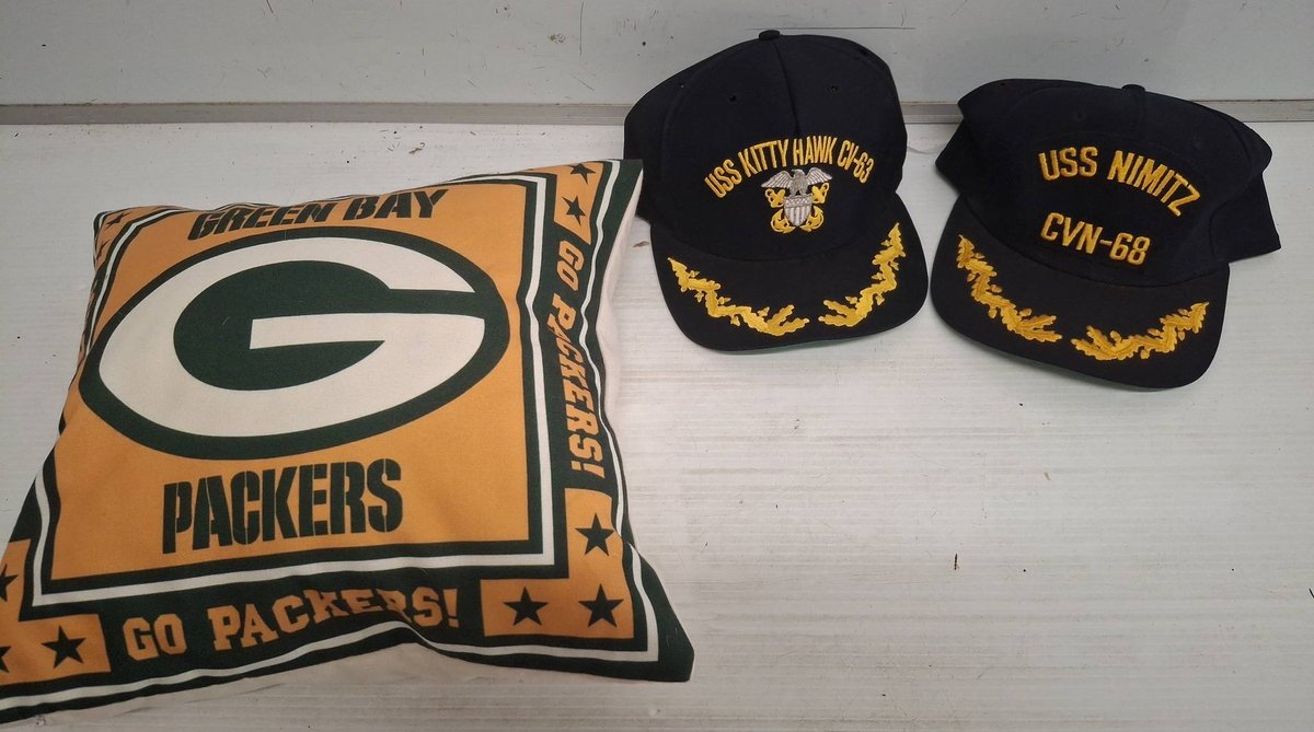 Green Bay Packers Pillow & Navy Ship Caps